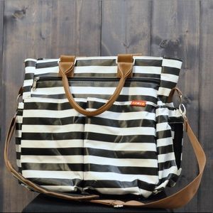 Striped Insulated Waterproof Diaper Tote Bag